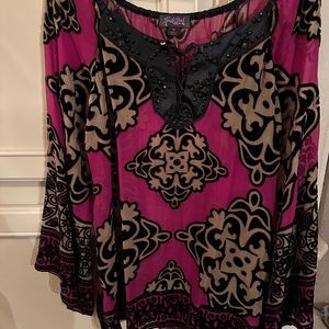 Vintage Hale Bob Black Sequin Burnout Top